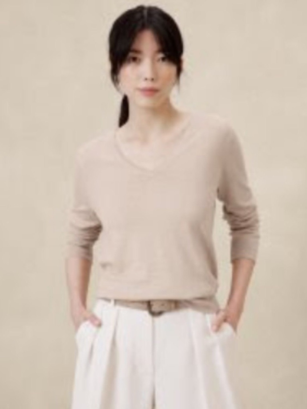 Banana Republic 100% Merino Wool V-neck Long Sleeve Pullover Sweater